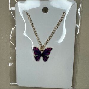 Purple Butterfly Pendant Necklace